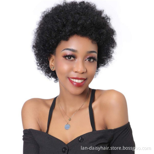 Double Drown  In Stock Afro Short Cut Top Quality  100% Human Hair Machine Made Wigs